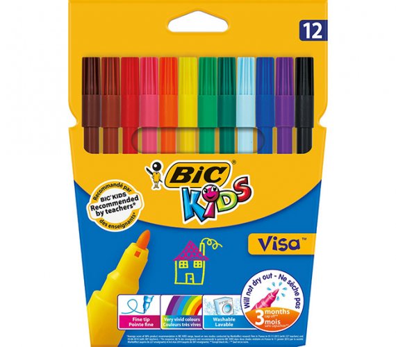 Huopakynä BIC Kids Visa värilajitelma /12, hinta 4,43€