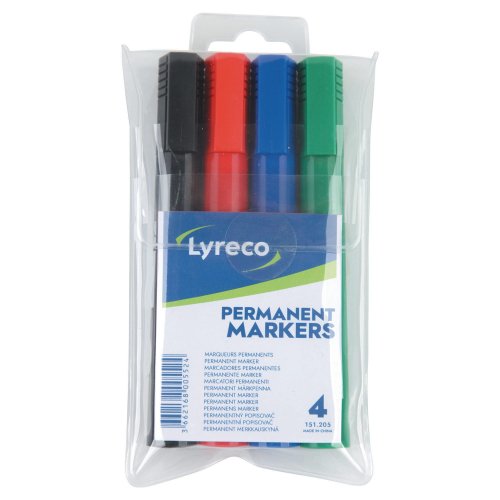 Huopakynä Lyreco pyöreä 1,1-2,8mm permanent värilajitelma 4kpl, hinta 2,70€