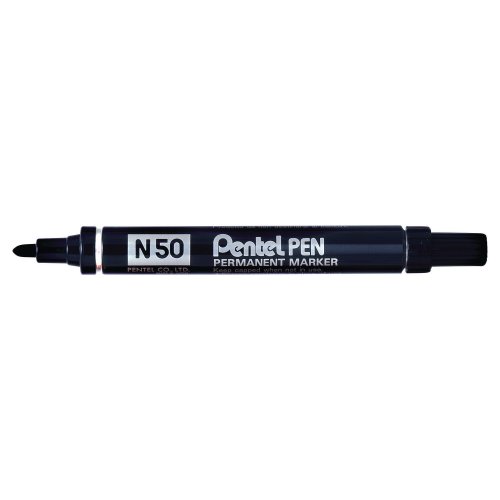 Huopakynä Pentel n50 pyöreä 1-2 mm permanent musta, hinta 2,16€