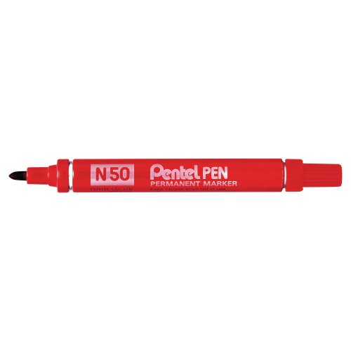 Huopakynä Pentel n50 pyöreä 1-2 mm permanent punainen, hinta 1,88€