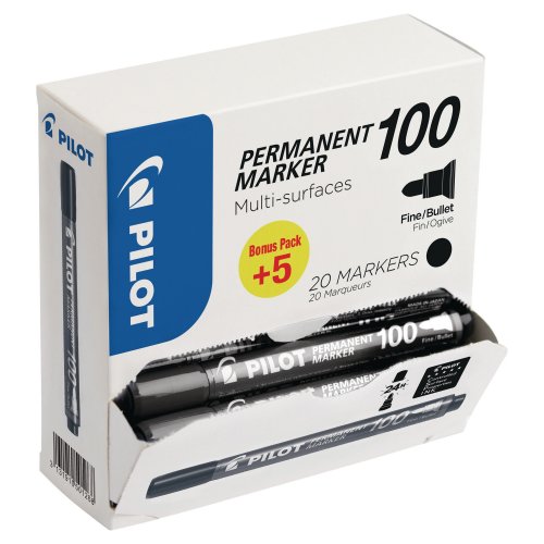 Huopakynä Pilot sca-100 pyöreä f musta, 1 kpl=20 kynää, hinta 25,90€