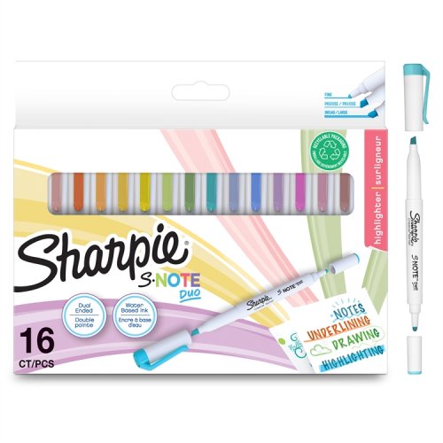 Huopakynä kaksipäinen Sharpie S-Note Duo värilajitelma /16, hinta 20,75€