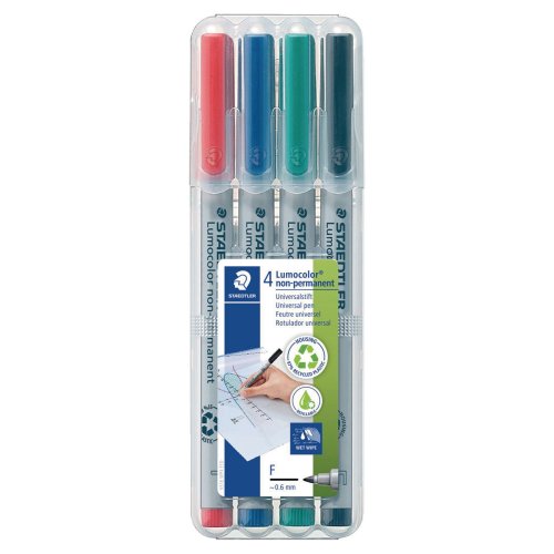 Huopakynä Staedtler lumocolor 316 0,6 vesiliukoinen värilajitelma 4kpl, hinta 7,34€