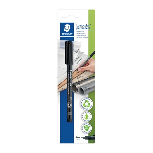 Huopakynä Staedtler lumocolor 317 1,0mm permanent blisteri musta, hinta 2,34€