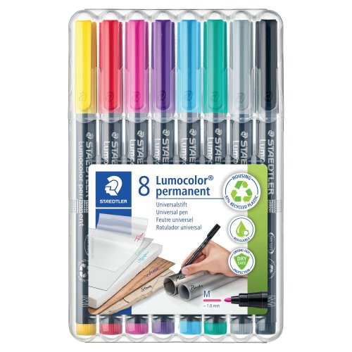 Huopakynä Staedtler lumocolor 317 1 mm permanent värilajitelma 8kpl, hinta 16,93€