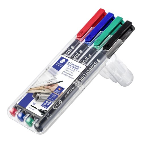 Huopakynä Staedtler lumocolor 317 1mm permanent värilajitelma 4kpl, hinta 7,51€