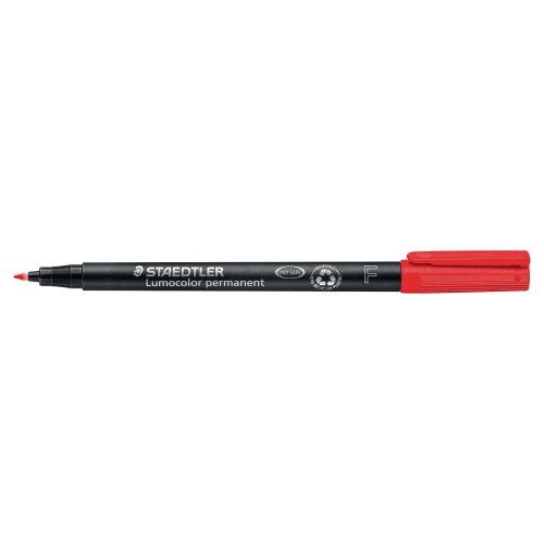 Huopakynä Staedtler lumocolor 318 0,6mm permanent punainen, hinta 1,59€