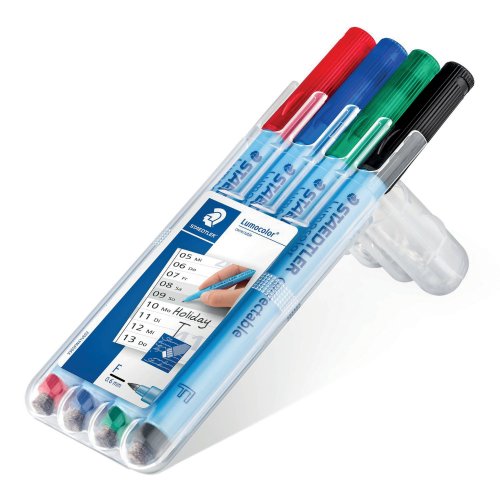 Huopakynä Staedtler lumocolor vesiliukoinen fine kärki 4kpl, hinta 13,50€