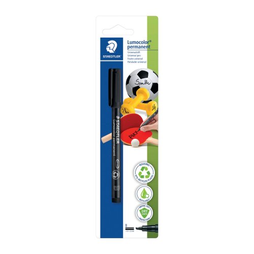 Huopakynä Staedtler lumocolor , viivan leveys 1,0-2,5 mm, musta, pysyvämusteinen, hinta 4,88€