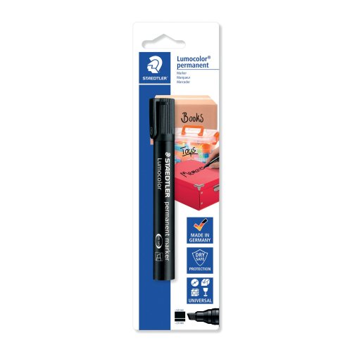 Huopakynä Staedtler lumocolor , viivan leveys 2,0-5,0 mm, musta, pysyvämusteinen, hinta 3,42€