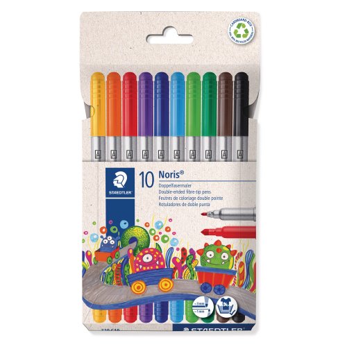 Huopakynä Staedtler noris 2-päinen 10 väriä 10kpl, hinta 5,38€