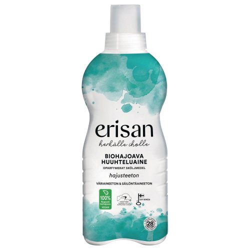 Huuhteluaine Erisan biohajoava hajusteeton 850ml, hinta 5,04€