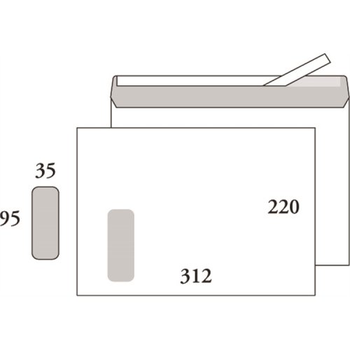 Ikkunakuori Postac E4 100G 95 x 35 mm valkoinen /500, hinta 72,89€