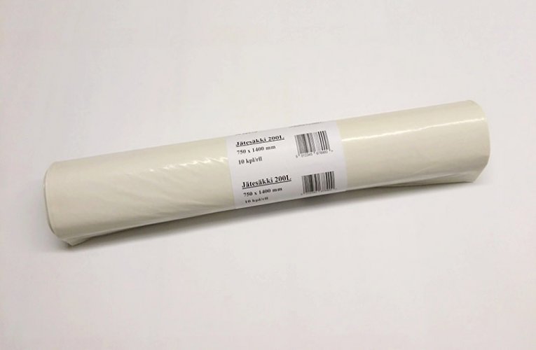 Jätesäkki 200L valkoinen 60my 10 kpl, hinta 16,98€