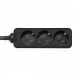 Jatkojohto Deltaco 3-osainen maadoitettu 1,5m, musta