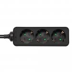 Jatkojohto Deltaco 3-osainen maadoitettu 5m, musta