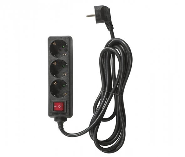 Jatkojohto kytkimellä Airam 3-osainen 3 m musta, hinta 10,67€