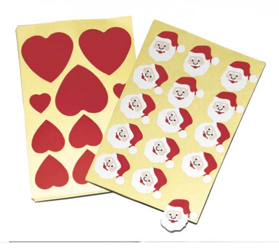 Jouluiset tarrat Playbox joulupukki + sydän /178, hinta 0,93€