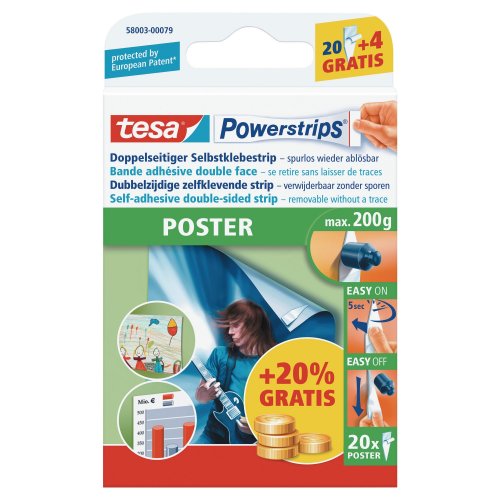 Julistetarra Tesa® 2-puolinen 20 x 28mm 20kpl, hinta 6,96€