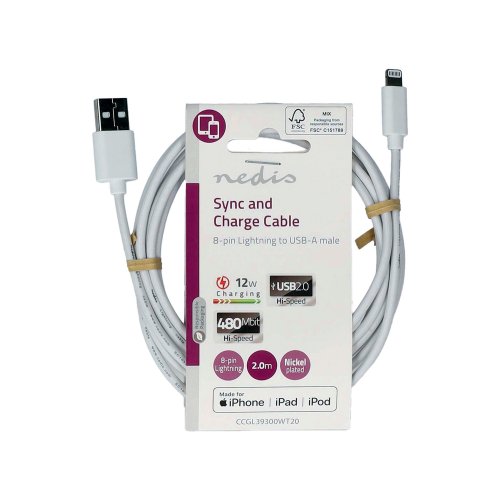 Kaapeli Nedis lightning usb-a 2m, hinta 10,72€