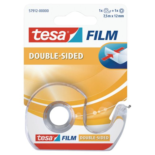 Teippi Tesa® kaksipuoleinen 12mm x 7,5m katkojalla, hinta 3,36€