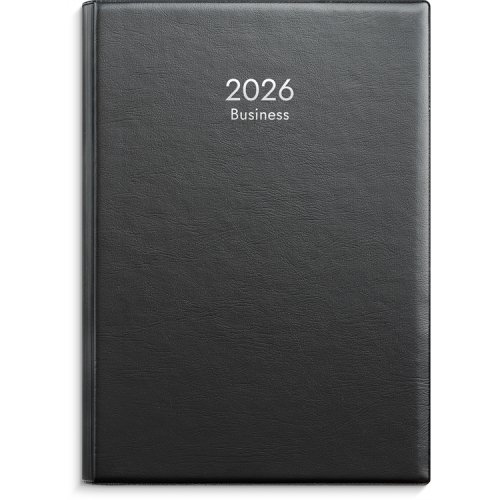 Kalenteri 2026 Business musta muovikansi parikierresidottu, hinta 7,41€