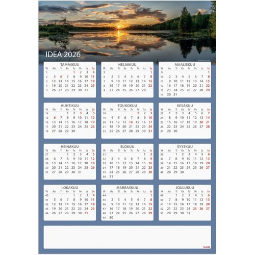 Kalenteri 2026 Seinälehti Idea, hinta 1,20€