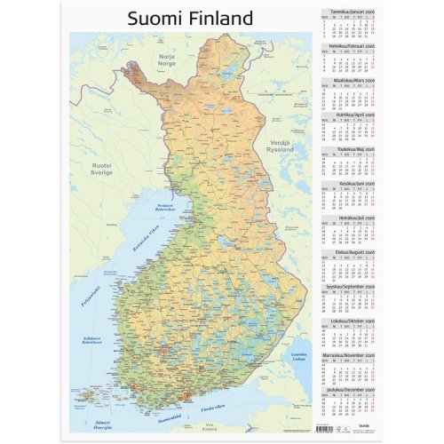 Kalenteri 2026 Seinälehti Suomen kartta, hinta 23,35€