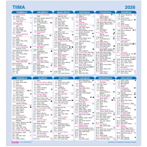 Kalenteri 2026 Seinälehti Tiima, hinta 0,26€