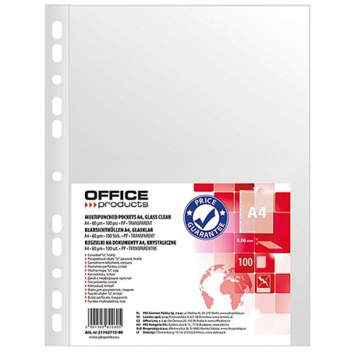 Kansiotasku OFFICE PRODUCTS A4 60 mic PP kirkas /100, hinta 35,34€