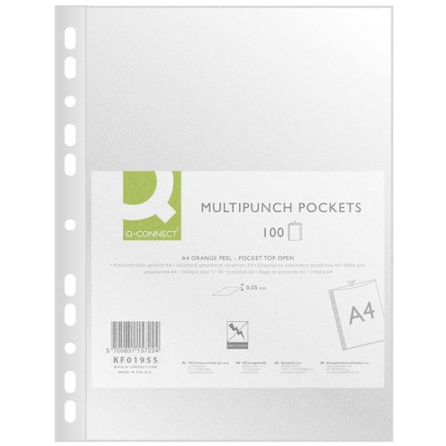 Kansiotasku Q-CONNECT A4 50 mic PP appelsiinipinta LS /100, hinta 30,78€