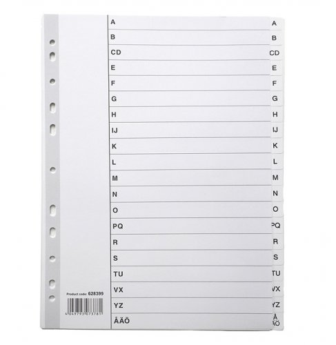 Kartonki Aakkosvälilehti A4 A-Ö, hinta 1,36€