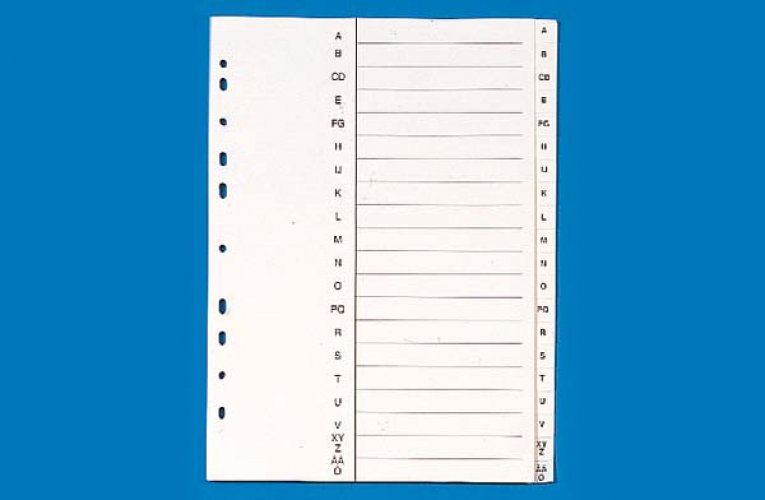 Kartonki Aakkosvälilehti Esselte A4 A-Ö, hinta 2,71€