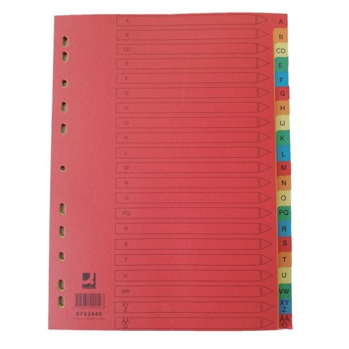 Kartonki Aakkosvälilehti Q-CONNECT A4 A-Ö värillinen, hinta 2,51€