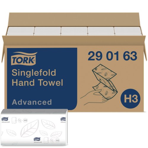 2181304 Käsipyyhe Tork Soft Singlefold H3 on H3-annostelijaan yhteensopiva 2-kertainen valkoinen käsipyyhe. Käsipyyhenipussa on 250 arkkia, ja laatikossa 3750 arkkia. Katso myös muita käsipyyhkeitä verkkokaupastamme.
