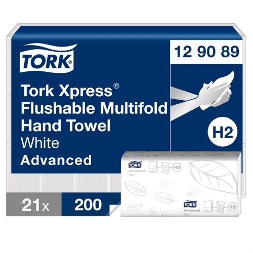 Käsipyyhe Tork Xpress Flushable Multifold H2 21 kpl 129089, hinta 103,29€