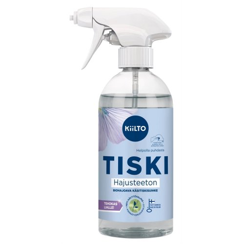 Käsitiskiaine Kiilto Tiski spray hajustamaton 475 ml, hinta 7,96€