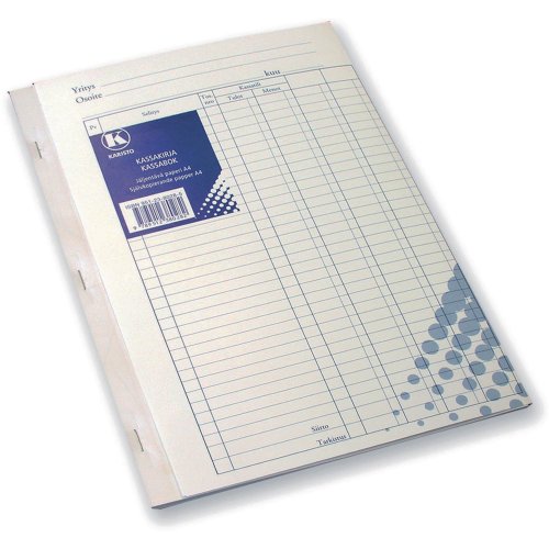 Kassakirja Karistopap a4/2x50 lehteä 2 tiliä, hinta 9,90€