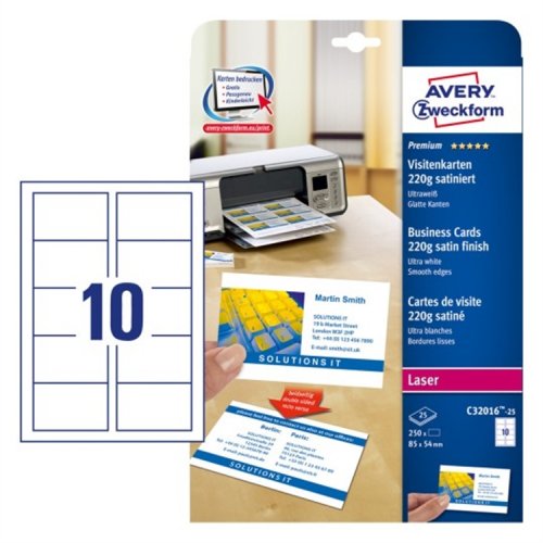 Käyntikorttiarkki Avery C32016-25 /250, hinta 55€