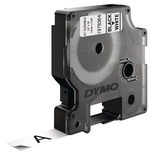 Kestotarra Nauha Dymo durable d1 12mm x 5,5m musta/valkoinen, hinta 20,86€