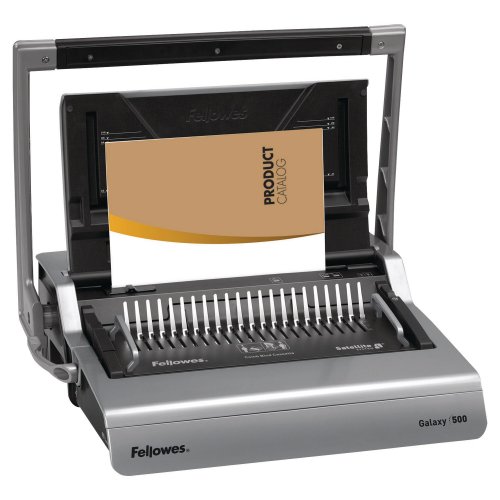 3924844 Kierresidontalaite Fellowes Galaxy 500 on ammattikäyttöön suunniteltu kampasidontalaite suurella 500 sidontakapasiteetilla. Toimitamme kierresidontalaitteen ilman rahtikuluja vain parin päivän toimitusajalla toimipaikallenne.