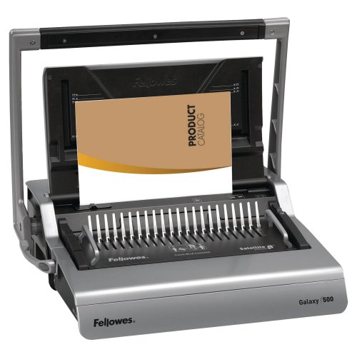 3924844 Kierresidontalaite Fellowes Galaxy 500 on ammattikäyttöön suunniteltu kampasidontalaite suurella 500 sidontakapasiteetilla. Toimitamme kierresidontalaitteen ilman rahtikuluja vain parin päivän toimitusajalla toimipaikallenne.