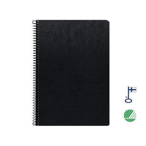 Kierrevihko A5 ruudutettu kierrevihko 7x7mm ruuduilla pahvikantinen musta A5 kierrevihkot nopealla toimituksella, hinta 6,12€
