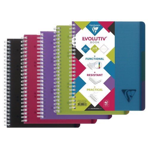 Kierrevihko Clairefontaine linicolor evolutiv a5+/90 viivoitettu värilajitelma, hinta 5,41€