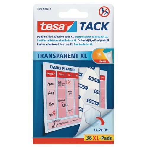 Kiinnitystarra Tesa® xl uudelleenkäytettävä kirkas 36kpl, hinta 4,79€