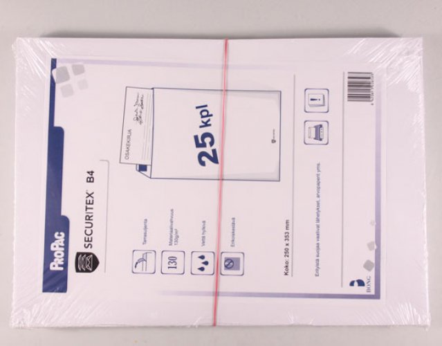 Kirjepussi Securitex B4 130G valkoinen /25, hinta 26,53€