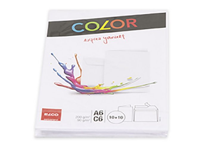 Kirjesetti ELCO Color kortti+kuori A6/C6 valkoinen /10, hinta 7,26€