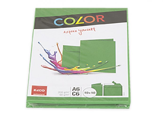 Kirjesetti ELCO Color kortti+kuori A6/C6 vihreä /10, hinta 7,26€