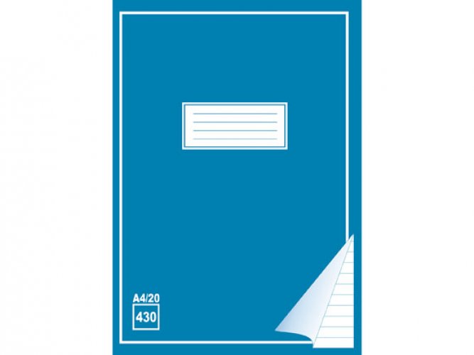 Kirjoitusvihko 430 A4/20 viivoitettu, hinta 0,42€