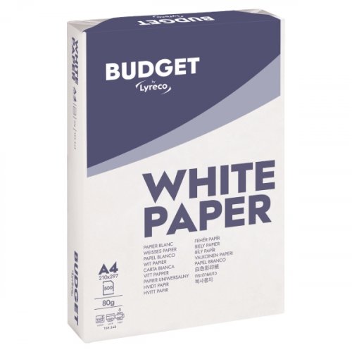 Kopiopaperi A4 valkoinen 80g Lyreco budget kopiopaperi halpaan hintaan - laadukas, 5 riisiä laatikossa, yksi paperi riisi 500 paperiarkkia